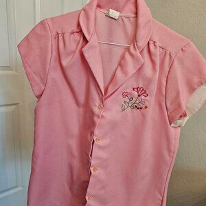 Vintage Pat Fashions Floral Pink Blouse